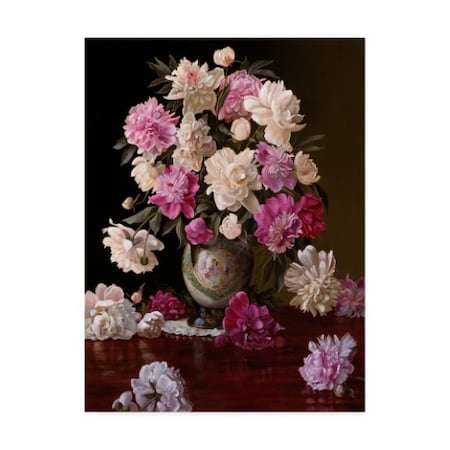 Christopher Pierce 'Peonies In A Japanese Vase' Canvas Art,24x32